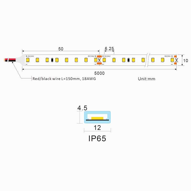 Високоефективна світлодіодна стрічка Ustrip LED160-2835-W30-24V-14.4W-Ra90-IP65 - Зображення 4