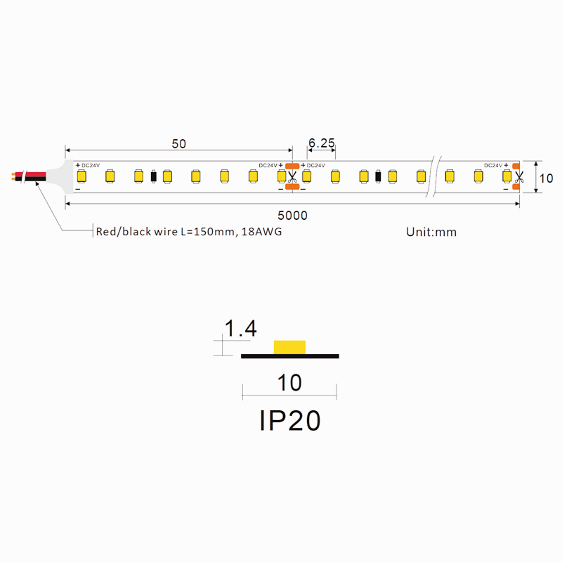 Енергоефективна світлодіодна стрічка Ustrip LED160-2835-W30-24V-14.4W-Ra90 - Зображення 4