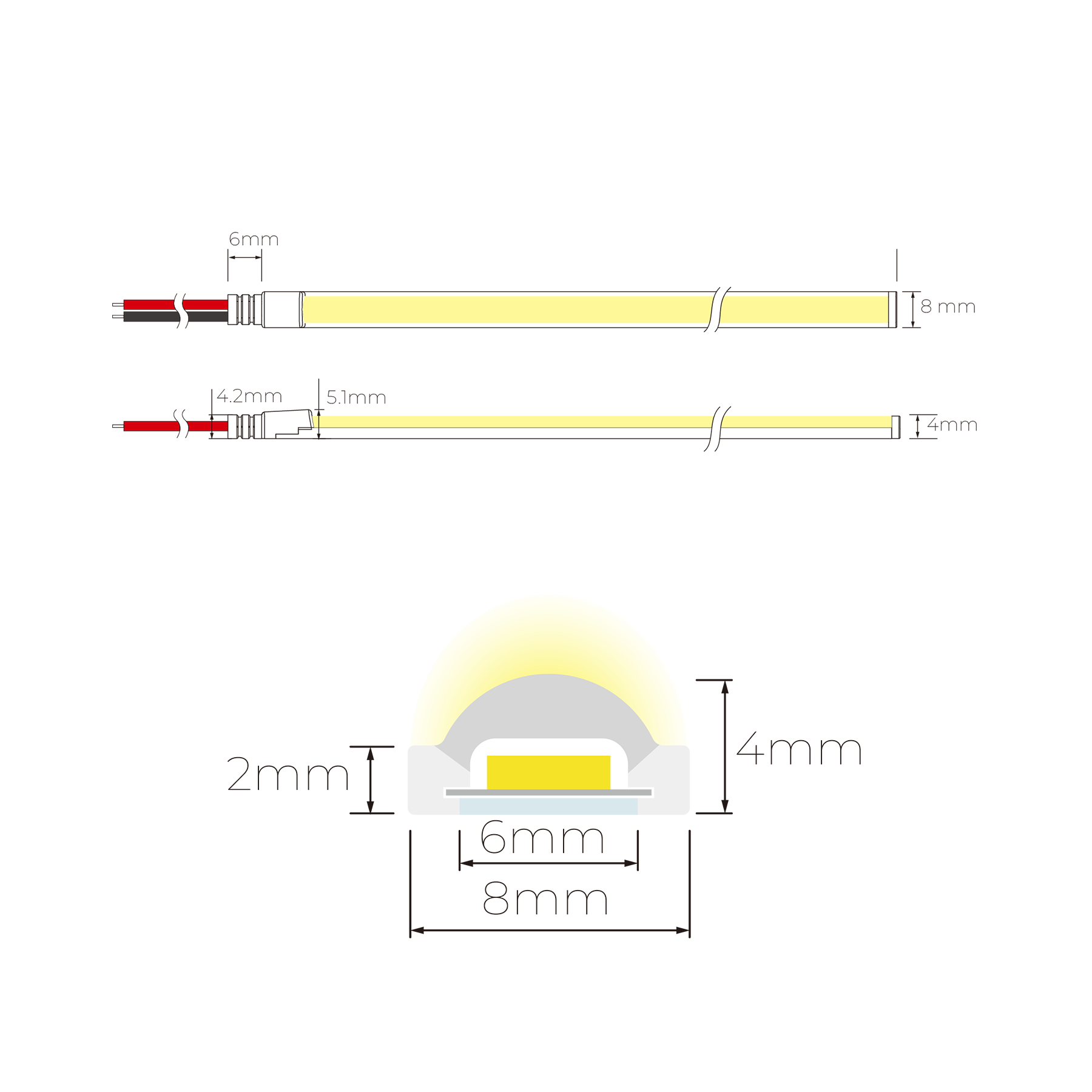 Ustrip Dotless LED120-COB-UDL-W30-24V-5W-8mm-IP65 - Безкрапкова стрічка COB PLUS - Зображення 7