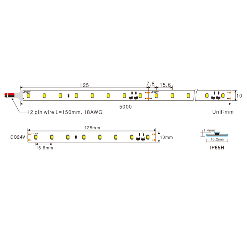 Світлодіодна вологостійка стрічка Ustrip LED64-H2835-W30-24V-9.6W-Ra80-IP65H - Зображення 4