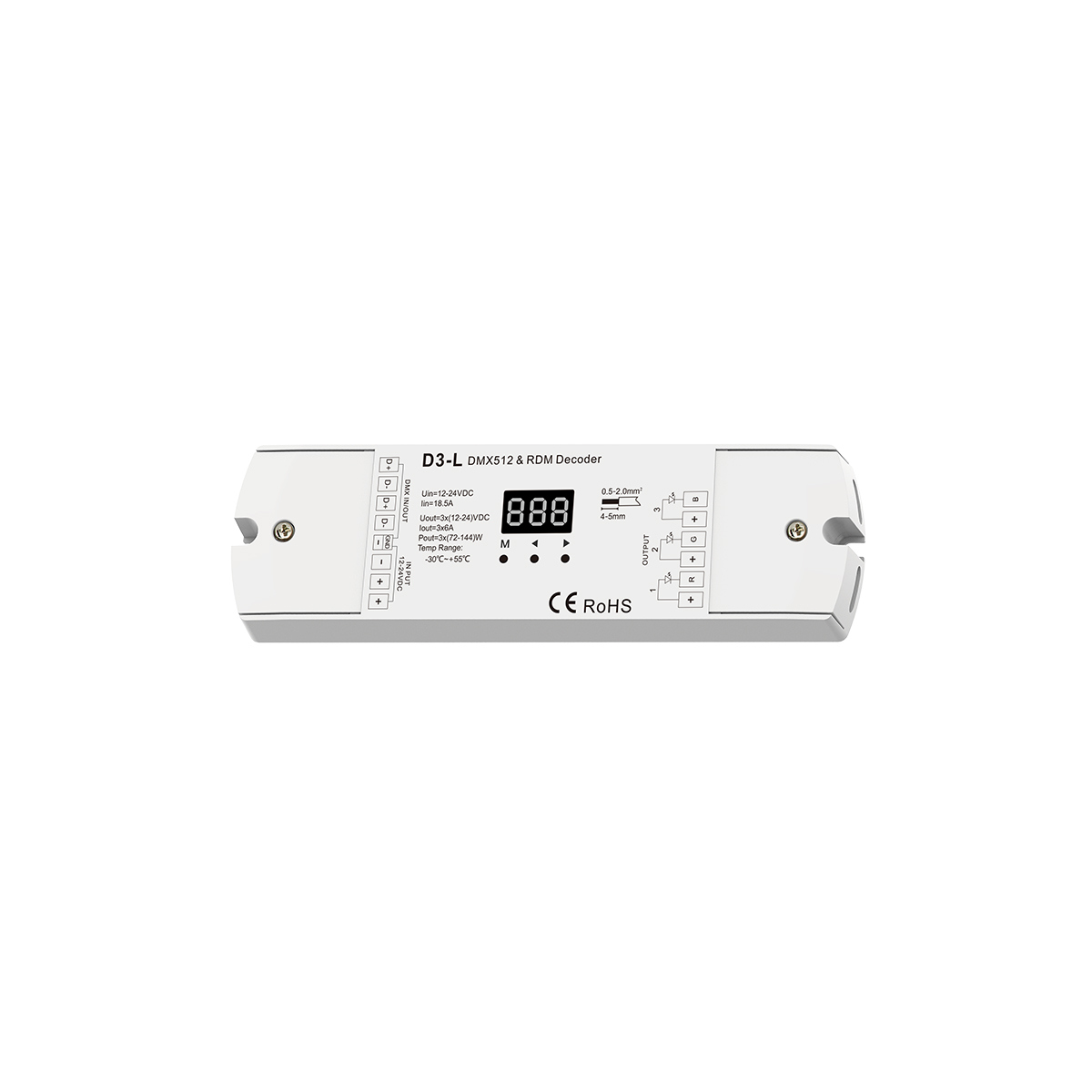 Usmart DMX512 Decoder UD3-L 3-канальний декодер для RGB стрічки - Зображення 3