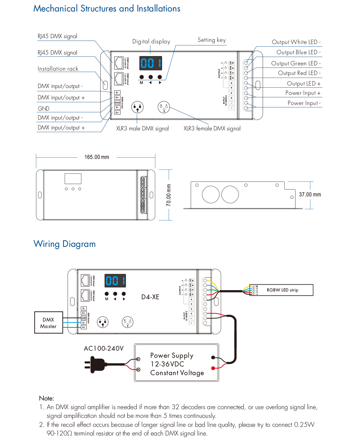 Usmart DMX512 Decoder UD12 ШІМ декодер на дин рейку (12 каналів) - Зображення 4