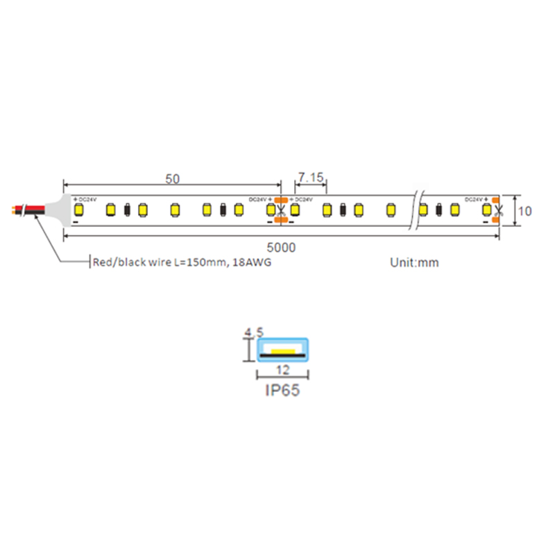 Високоефективна світлодіодна стрічка Ustrip LED140-2835-W30-24V-9.6W-Ra90-IP65 - Зображення 4