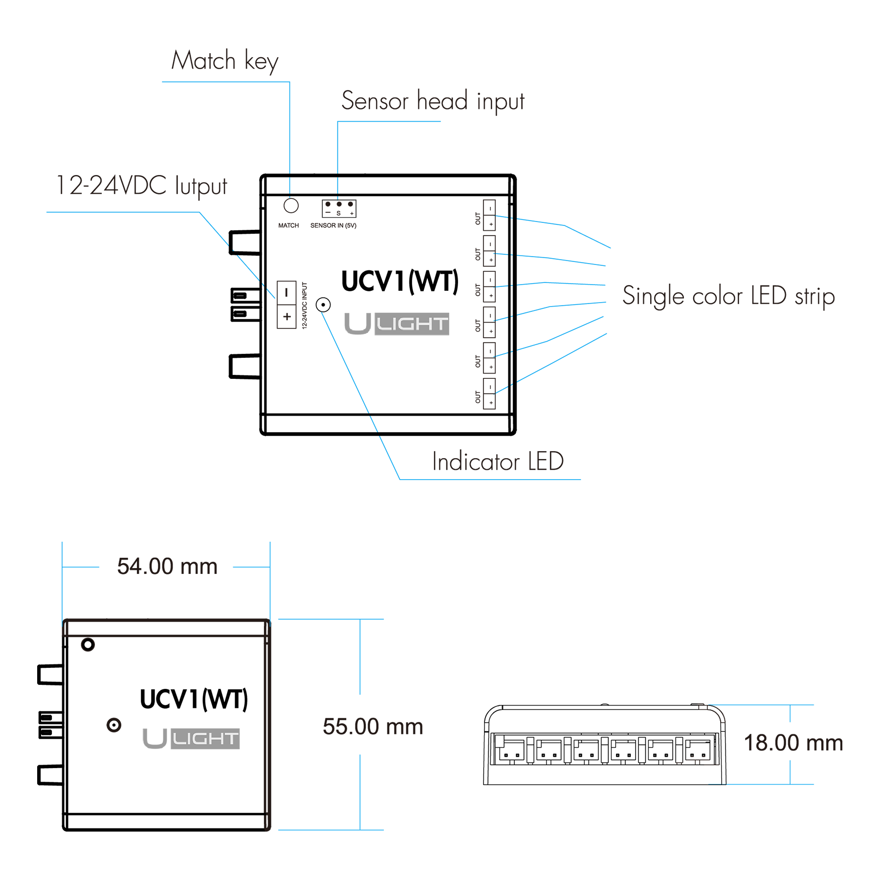 Usmart UCV1(WT) Блок управління світлодіодами Wi-Fi+RF+Sensor - Зображення 4