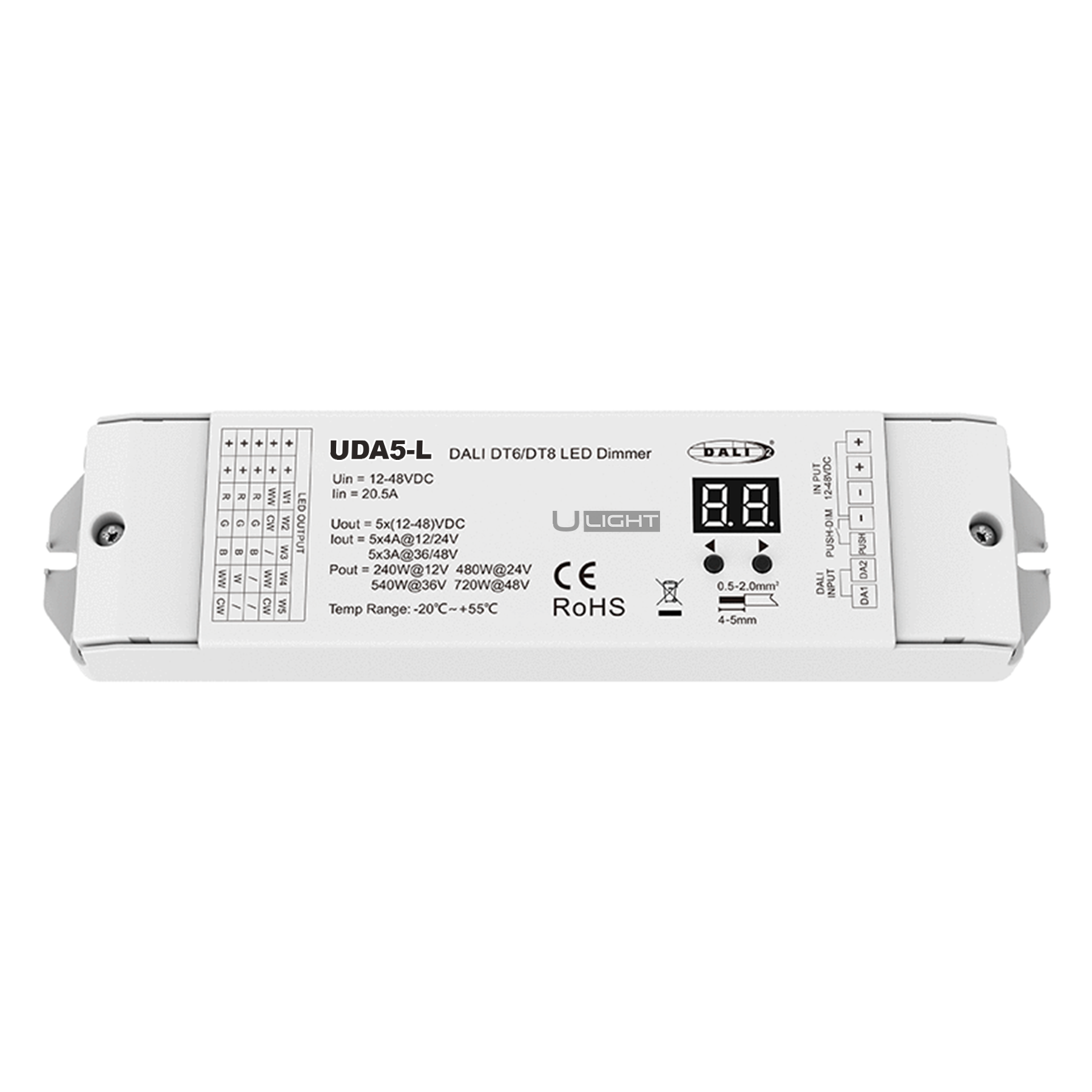 Usmart UDA5-L Багатофункціональний 1/5 адресний димер DALI - Зображення 3