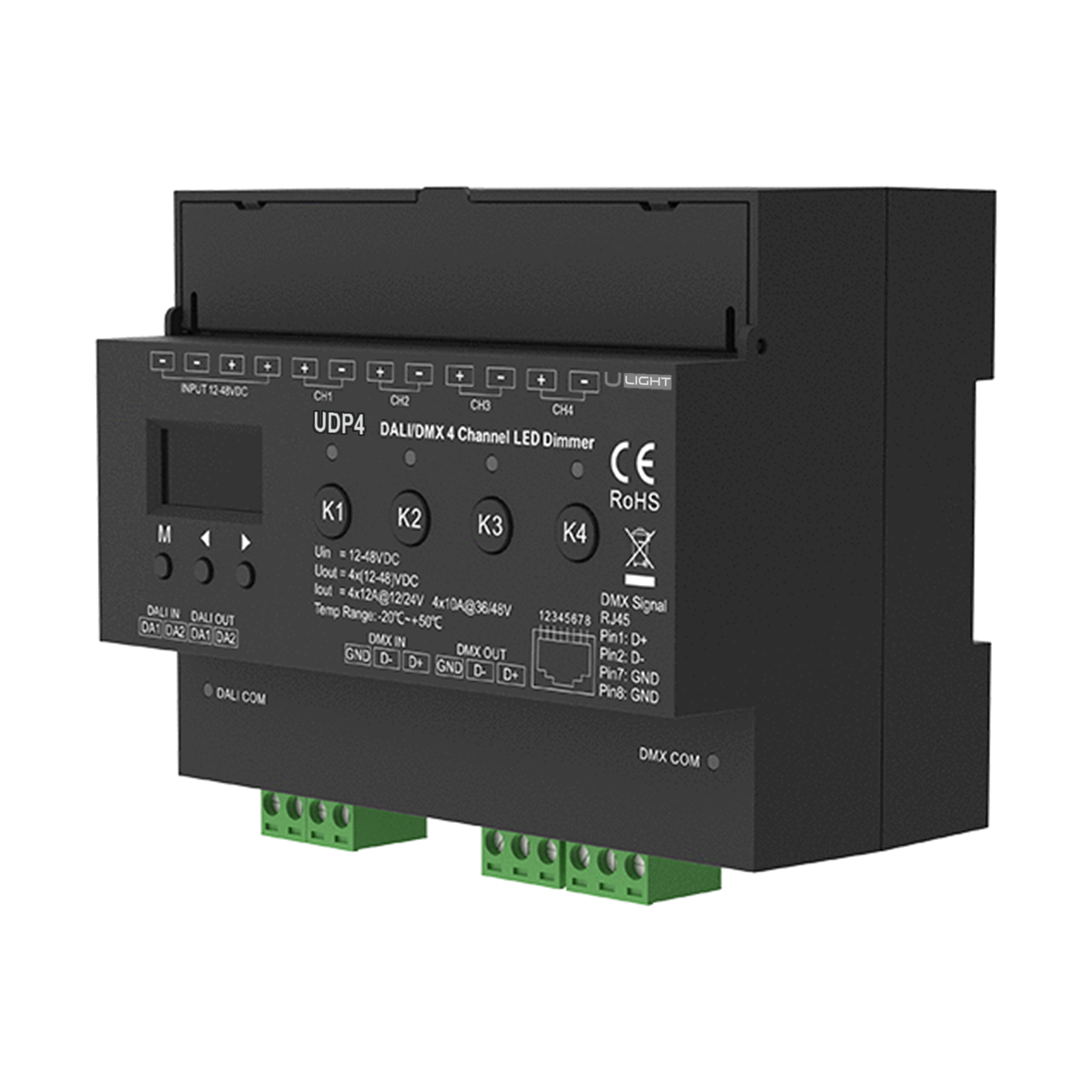 Usmart UDP4 - DALI/DMX Універсальний 4-канальний світлодіодний диммер DIM, CCT, RGB, RGBW - Зображення 4