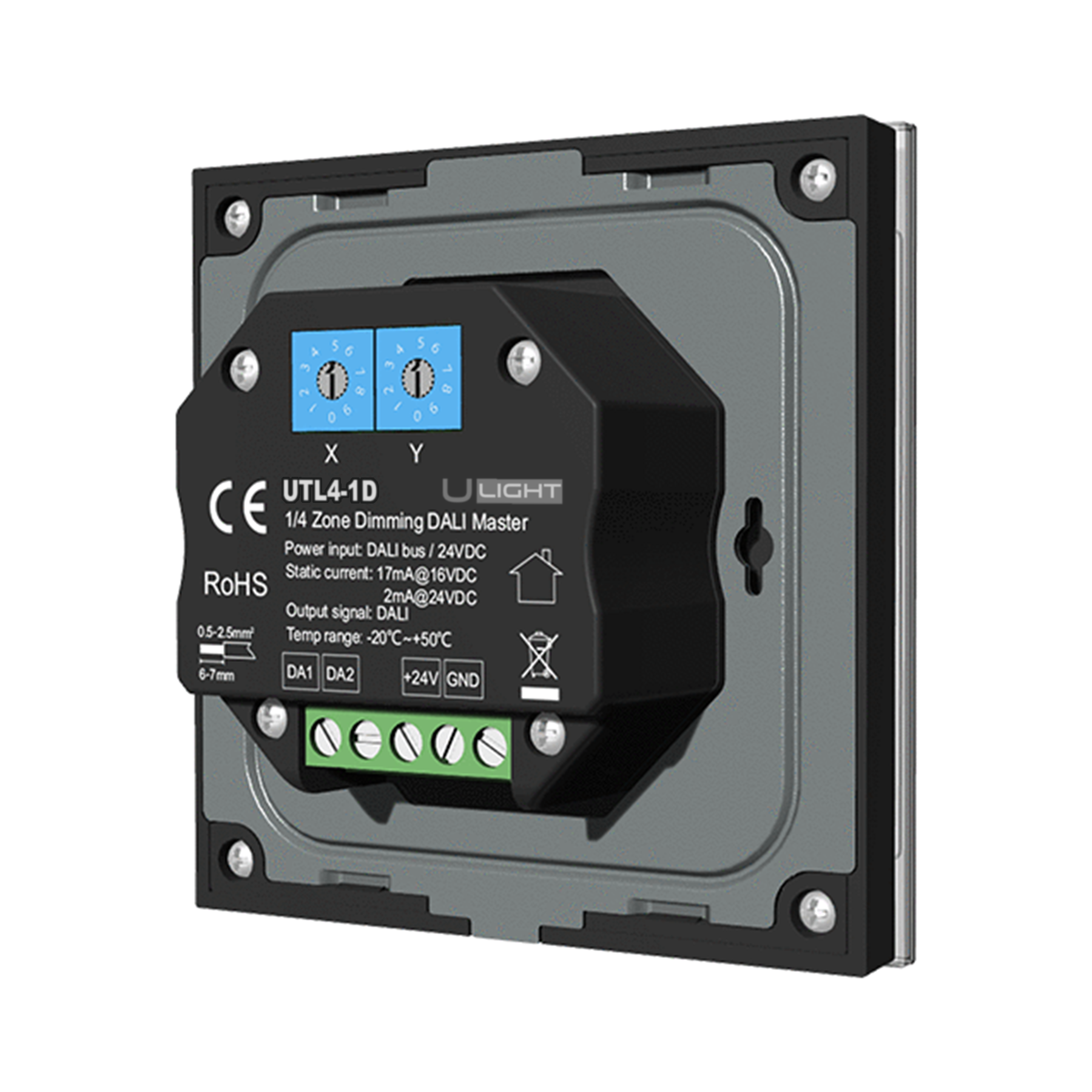 Usmart UTL4-1D (black) Сенсорна панель управління яскравістю DIM DALI Master 1/4 адреси - Зображення 3
