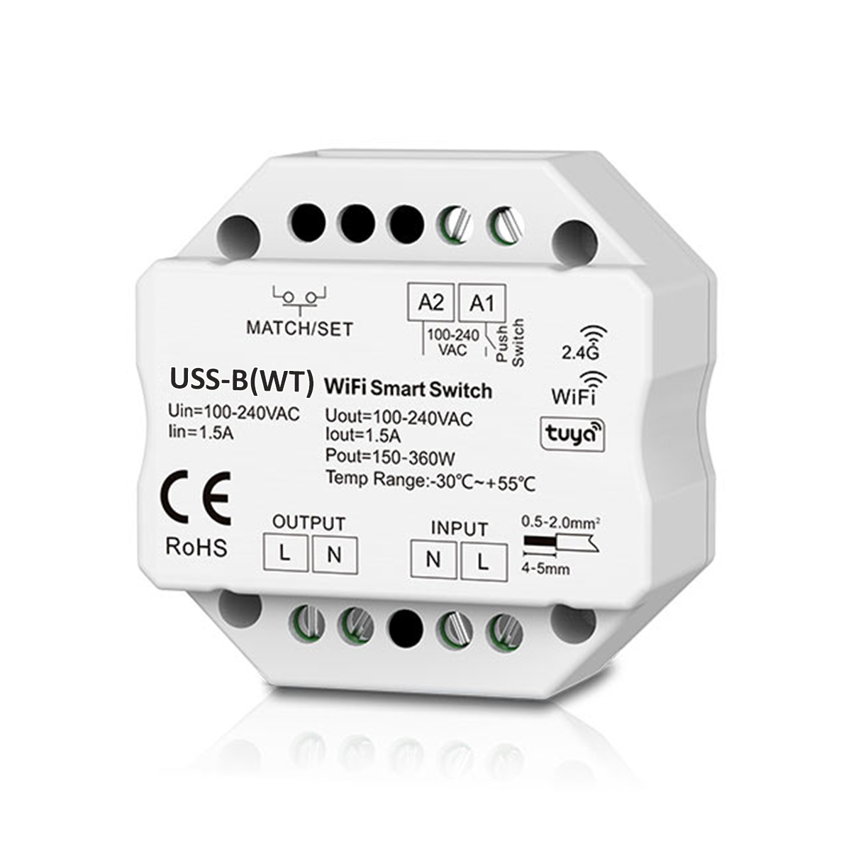 Usmart TRIAC Switch USS-B(WT) Багатофункціональний вбудований вимикач WiFi + RF + Push AC