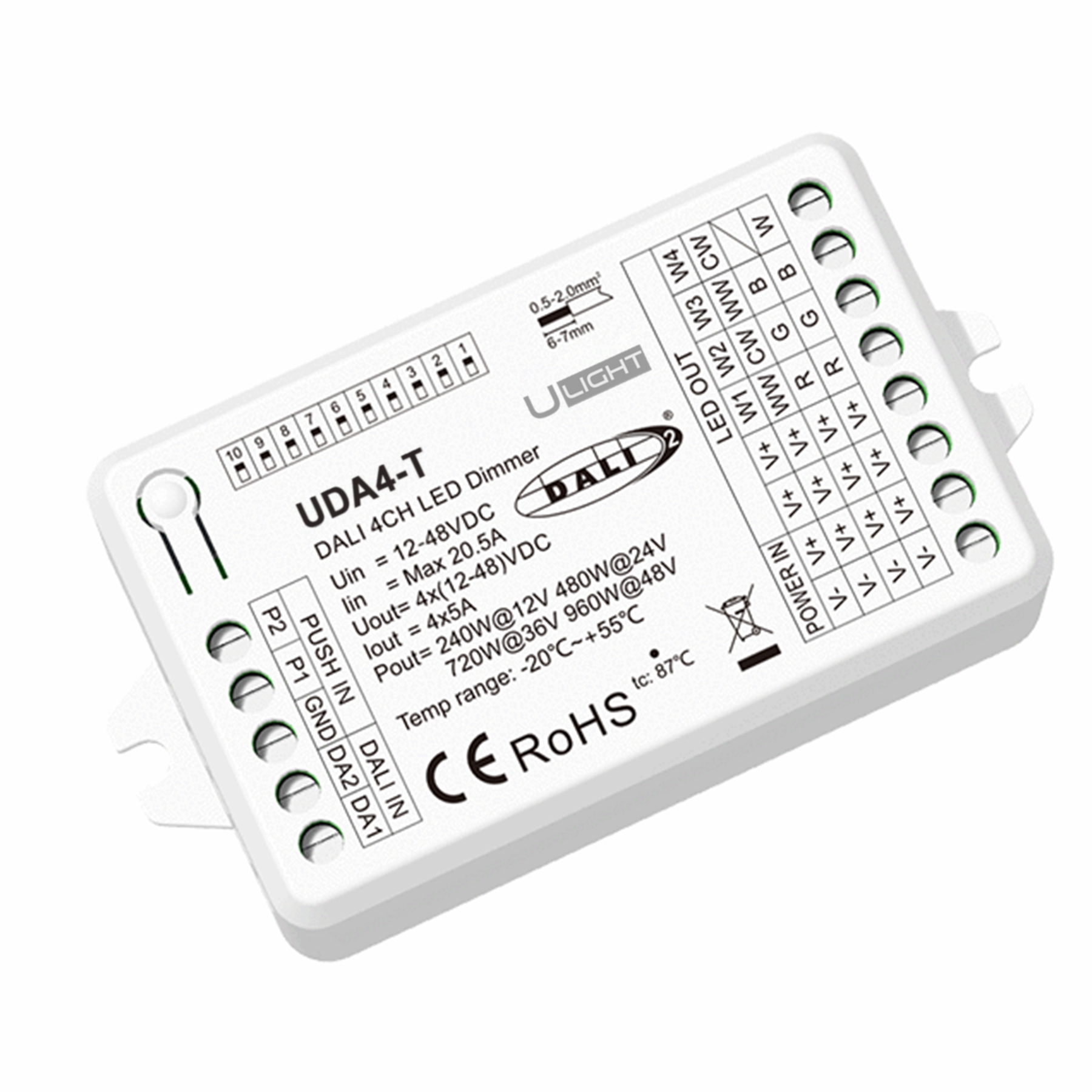 Usmart UDA4-T - DALI+Push Універсальний димер з підтримкою 1-4 адрес DT6 і DT8-TC - DIM, CCT, RGB, RGBW
