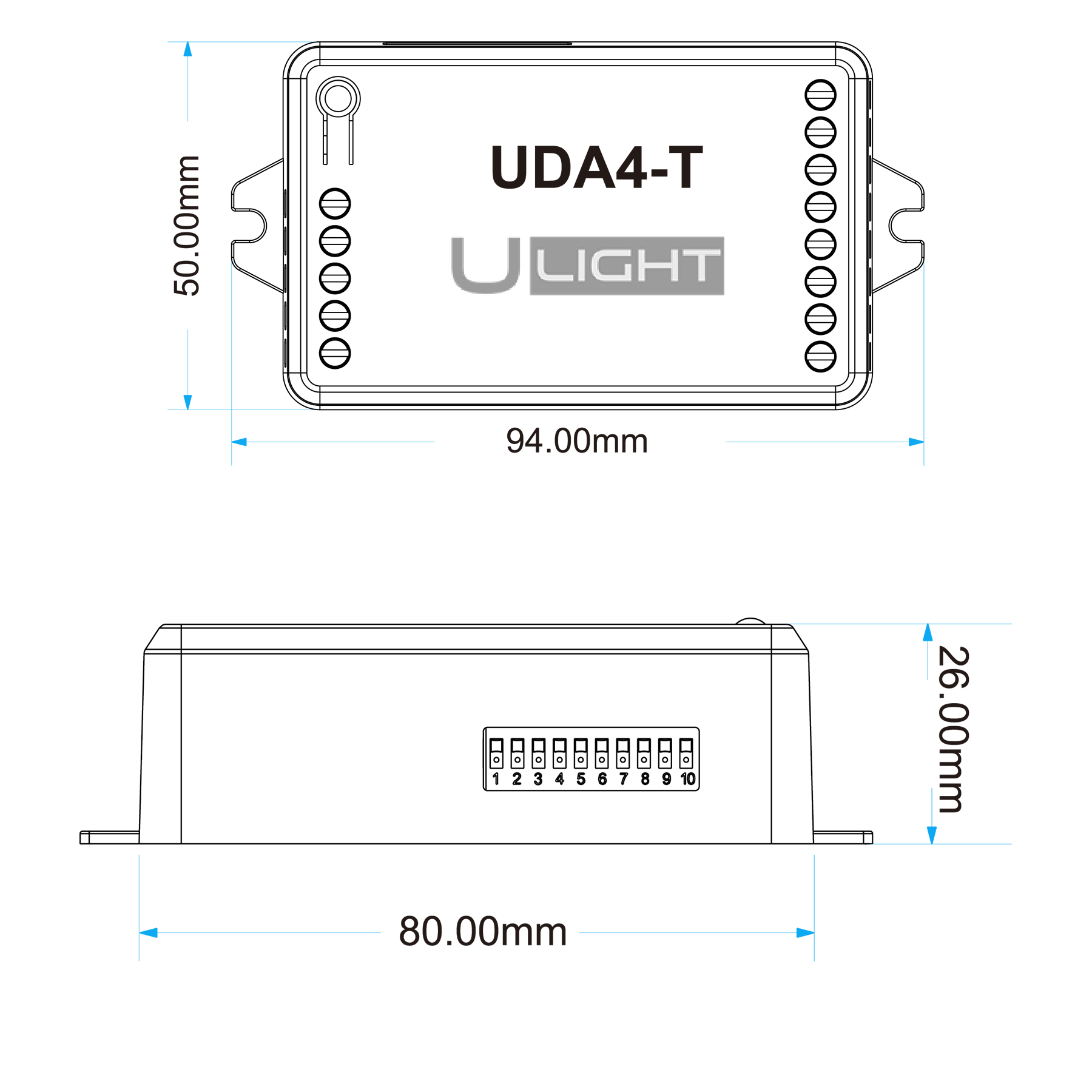 Usmart UDA4-T - DALI+Push Універсальний димер з підтримкою 1-4 адрес DT6 і DT8-TC - DIM, CCT, RGB, RGBW - Зображення 10