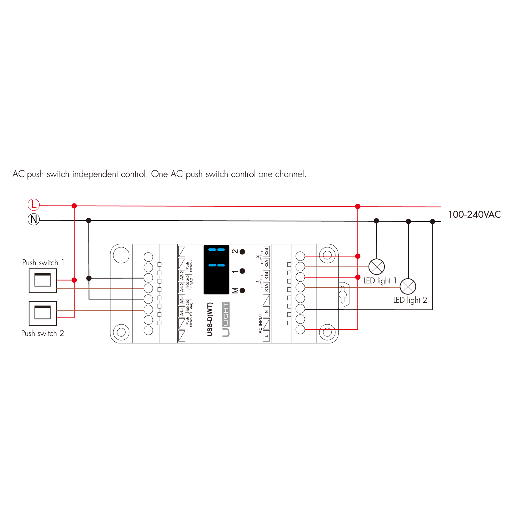 Usmart USS-D(WT) - WiFi+RF+Push Розумний двоканальний перемикач AC 100-240V з підтримкою WiFi, RF та Push-способу управління. - Зображення 6